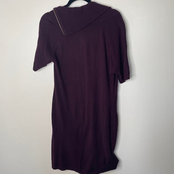 Calvin Klein Purple Short Sleeve Zip Cowl Asymmetrical Neck Sweater Dress Sz L - Picture 10 of 10